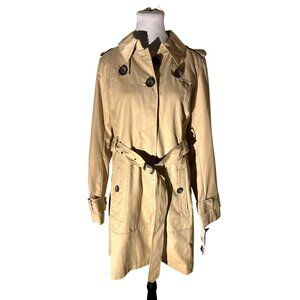 Green With Envy Tan Sustainable Eco Fashion Recycled Lining Trench Coat Sz M